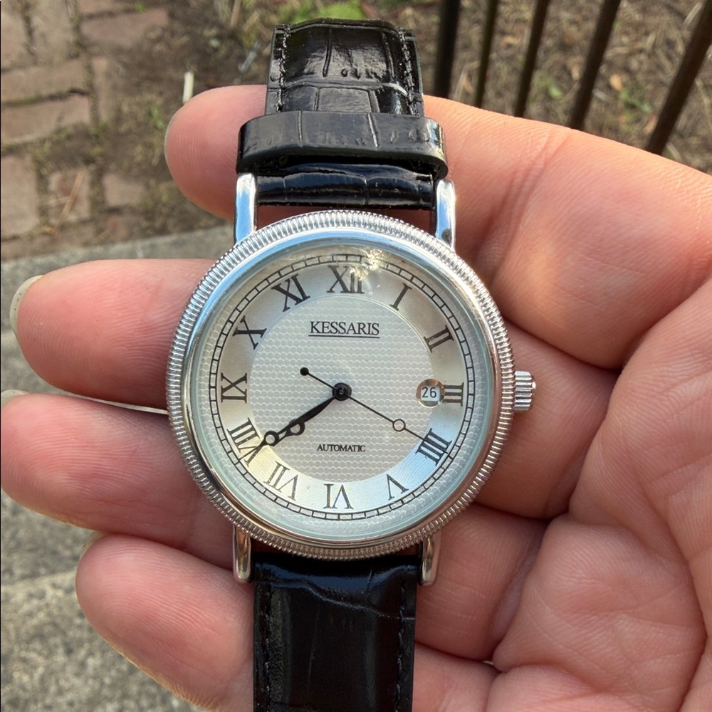 Kessaris Silver and Black Men's Automatic Watch